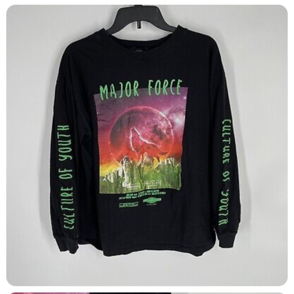 NWOT Forever 21 Women Black Culture Of Youth Major Force Long Sleeve Size L